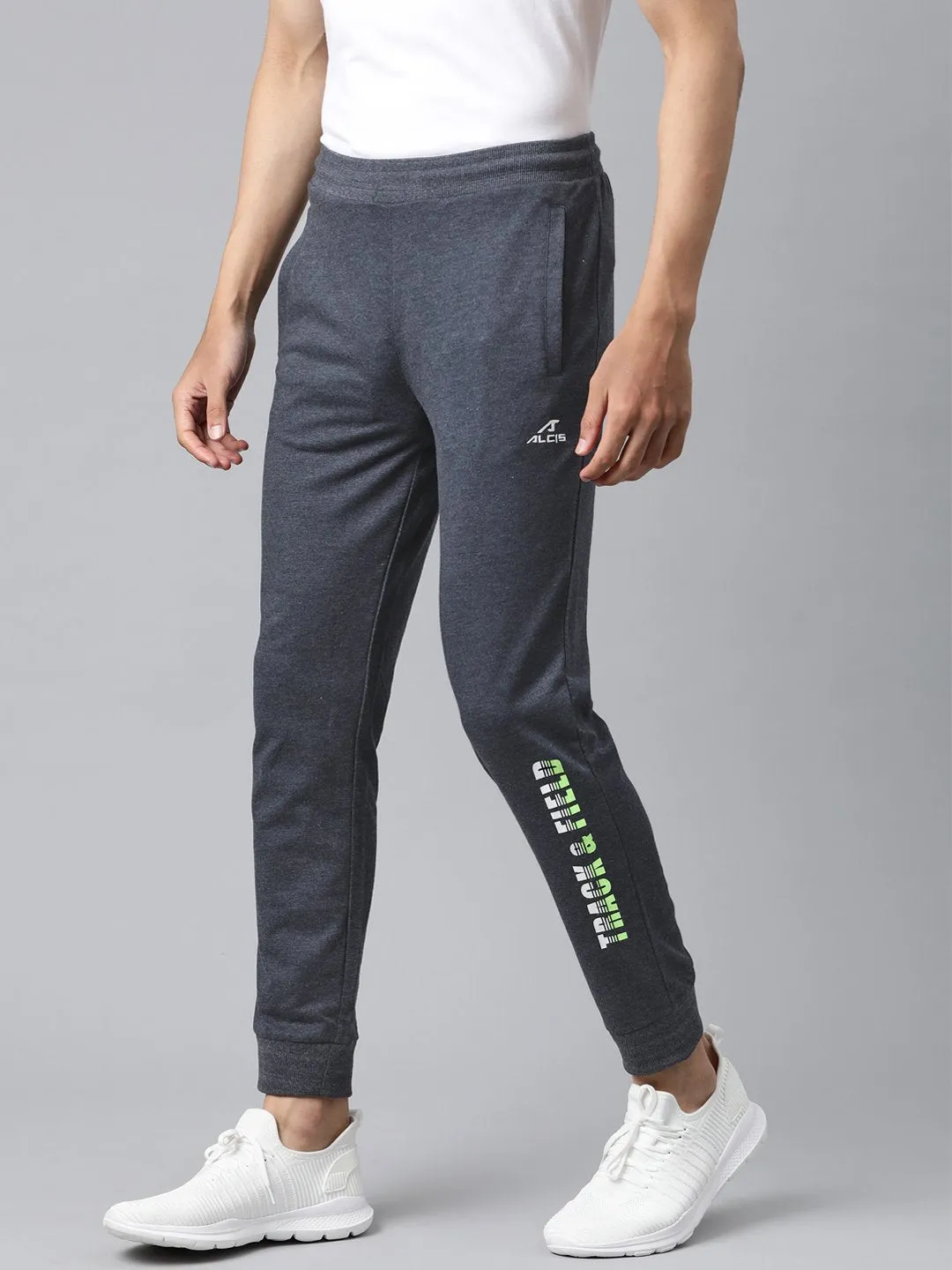 Alcis Men Navy Blue Solid Track Pants