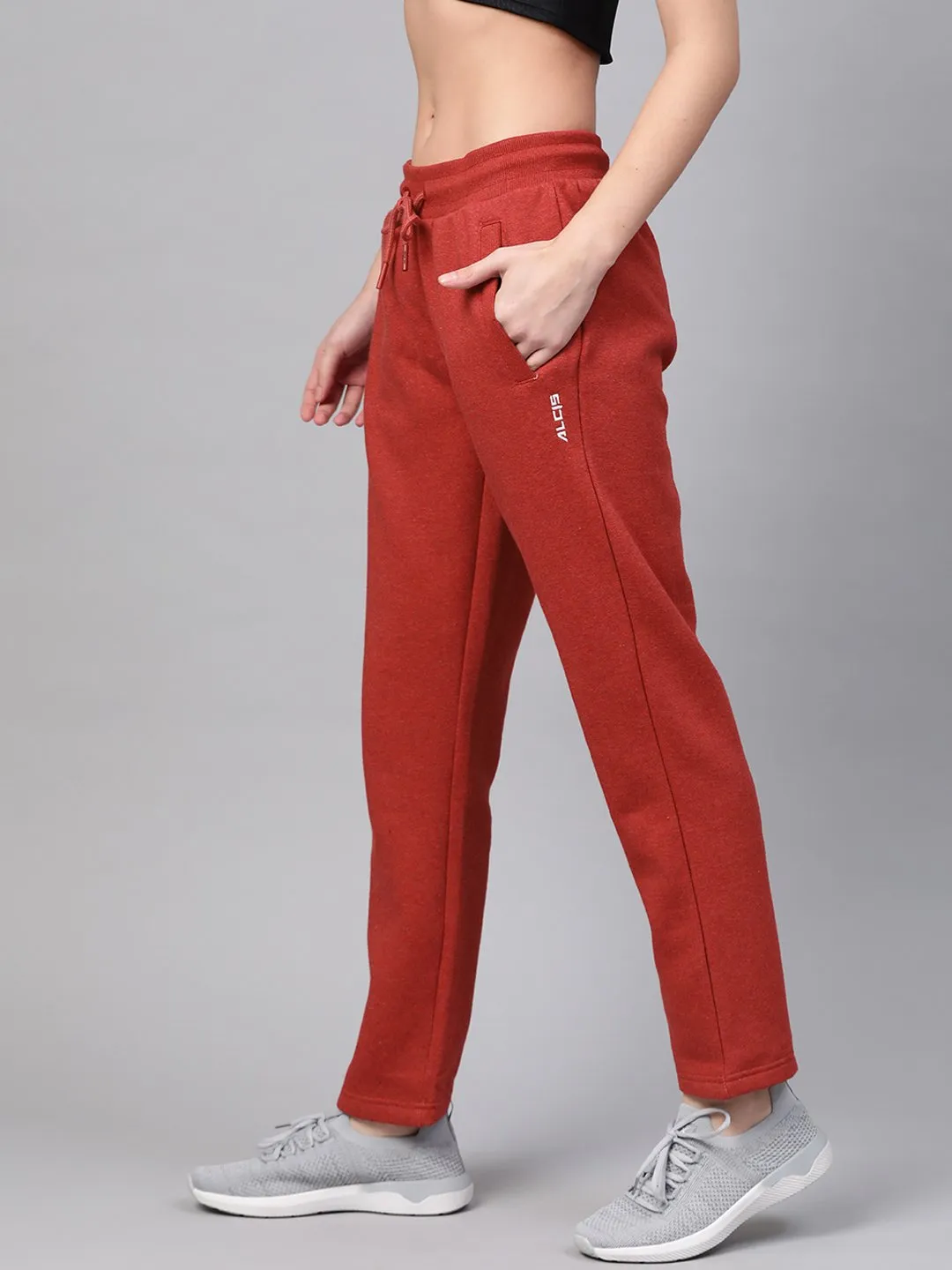 Alcis Women Maroon Solid Track Pants