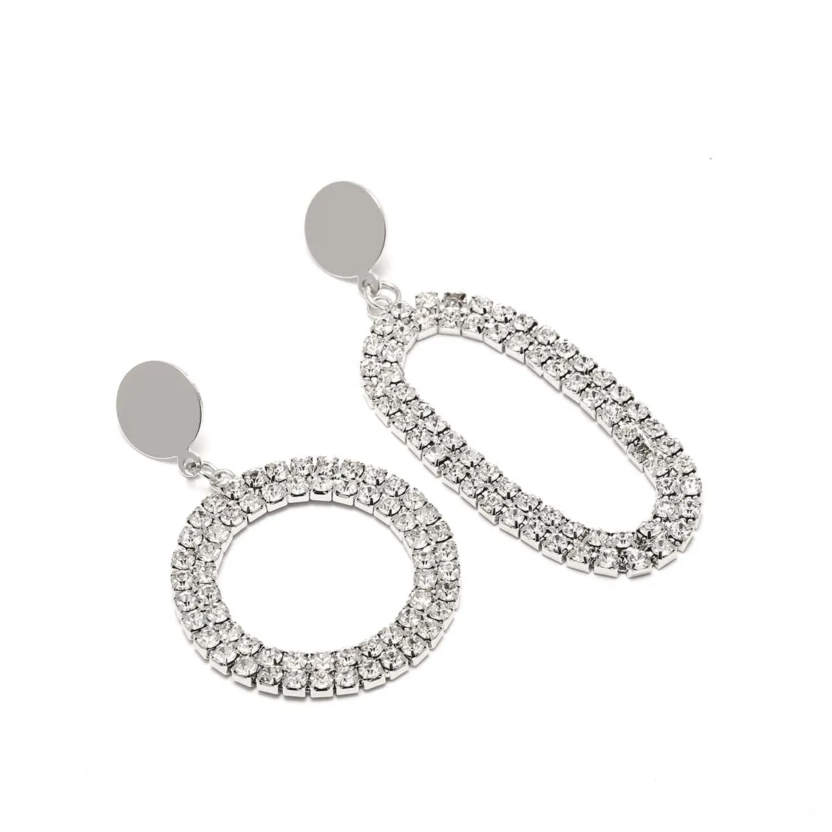 Cubic Zirconia & Asymmetric Open Drop Earrings