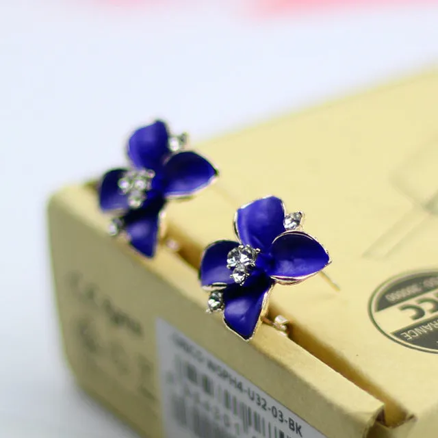 Fashion Drop Crystal Stud Earrings Double Side for Women Bridal Wedding Party Jewelry