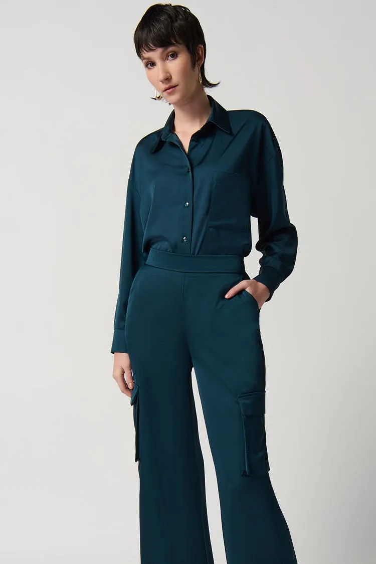 Joseph Ribkoff Satin Wide-Leg Cargo Pants