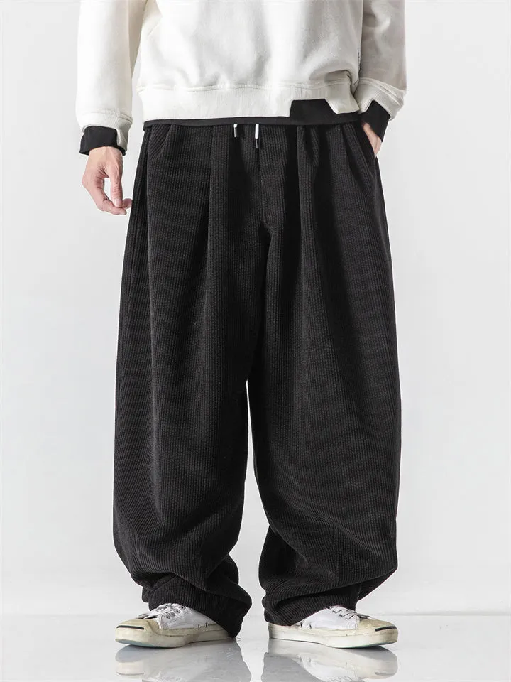 Men's Winter Fashion Loose Floor-Length Corduroy Harem Pants