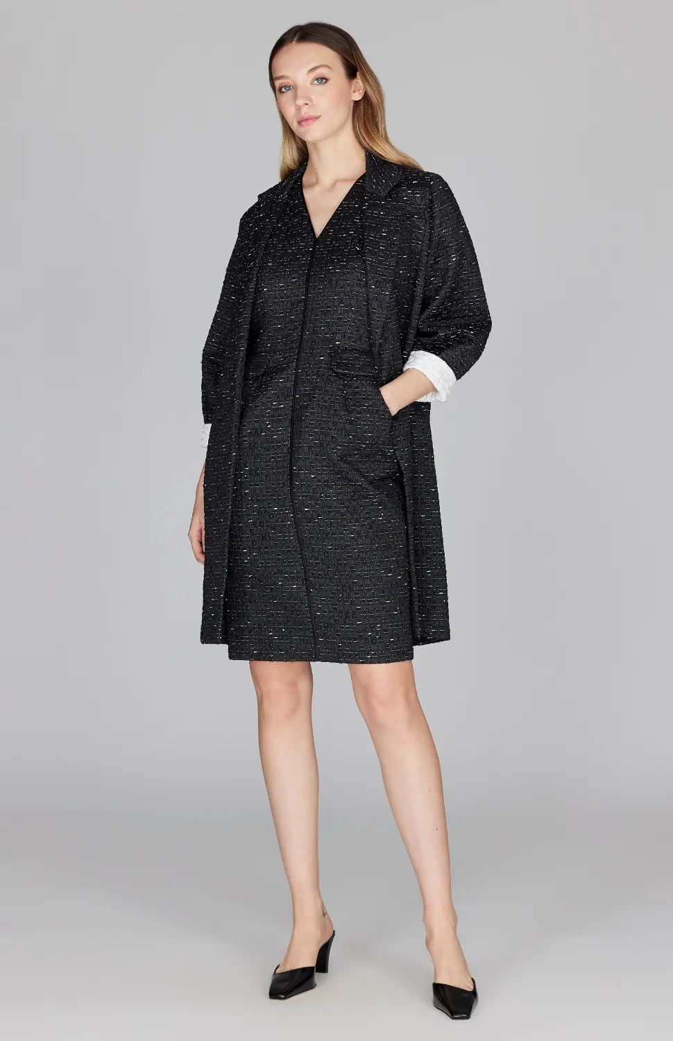 Metallic Tweed Oversized Jacket