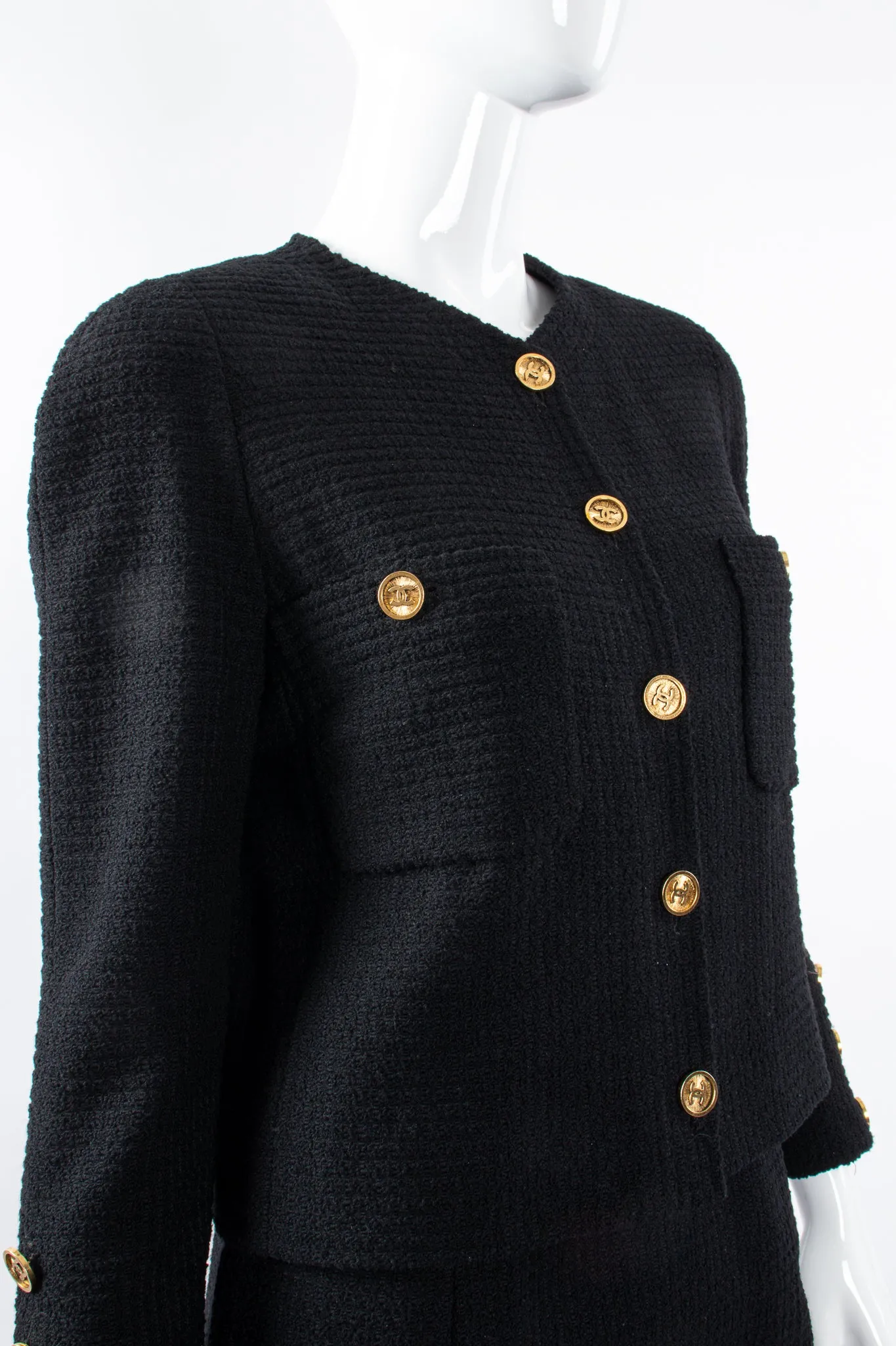 Monochrome Tweed Boxy Jacket & Skirt Set