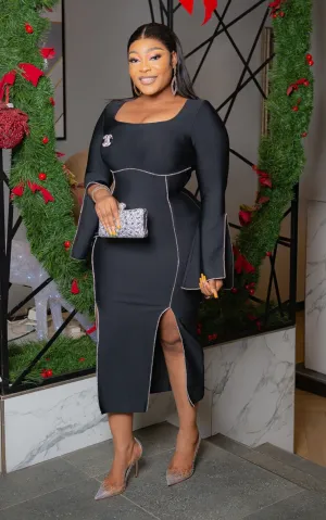 Mystique Blings- Long Sleeve Rhinestone Bandage Dress (NEW)