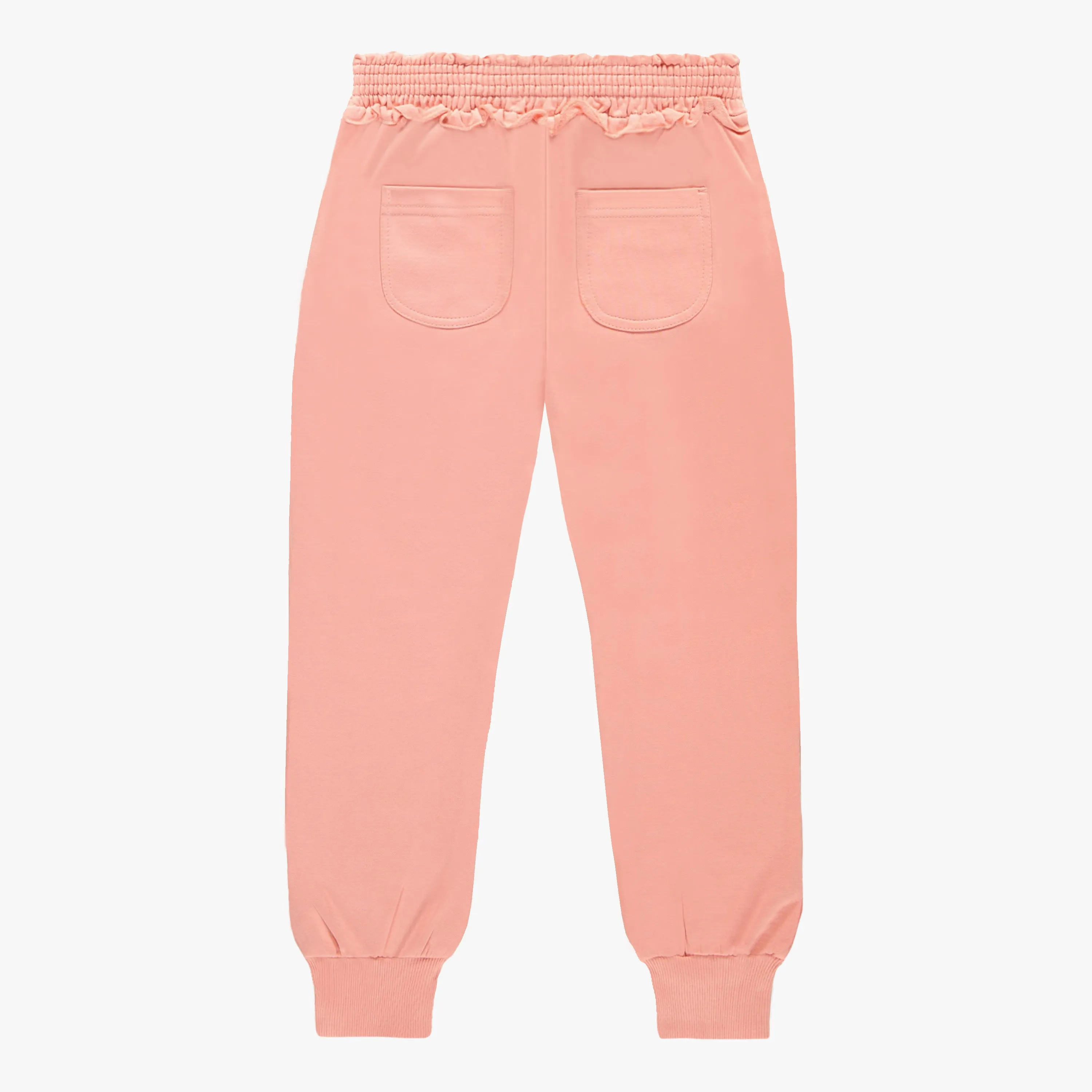 Pantalon coupe décontractée rose en coton français, enfant || Pink relaxed fit pants in french terry, child