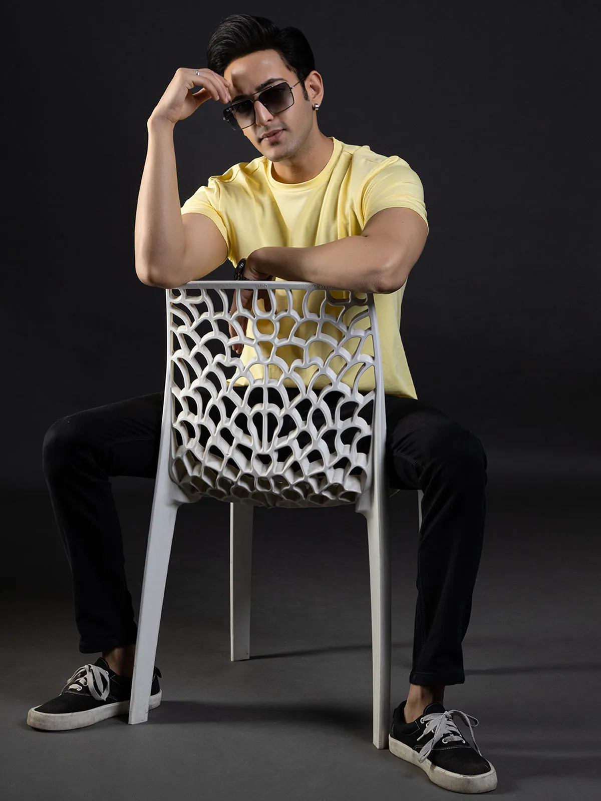 Pastel Yellow  | ACTION series | Sports t shirt for Men