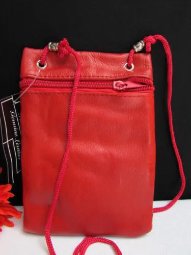 Red Genuine Leather Crossbody Traveling Bag