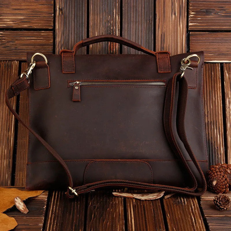 ROCKCOW Real Leather Messenger Bag Cross Body Satchel Brown Bag Briefcase 1132