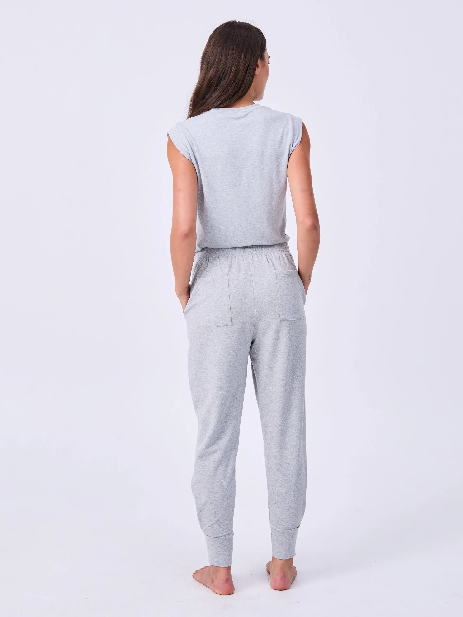 Side Pleat Jogger Jogger - Melange Grey
