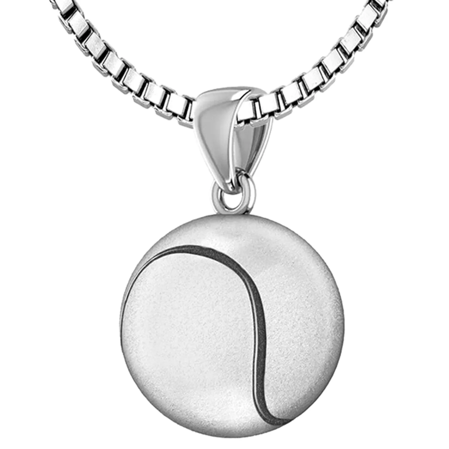 Small 925 Sterling Silver 3D Tennis Ball Pendant Necklace, 13mm