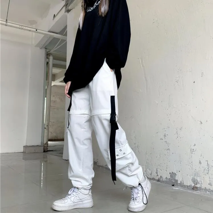 Street Zipper Strap Loose Pants