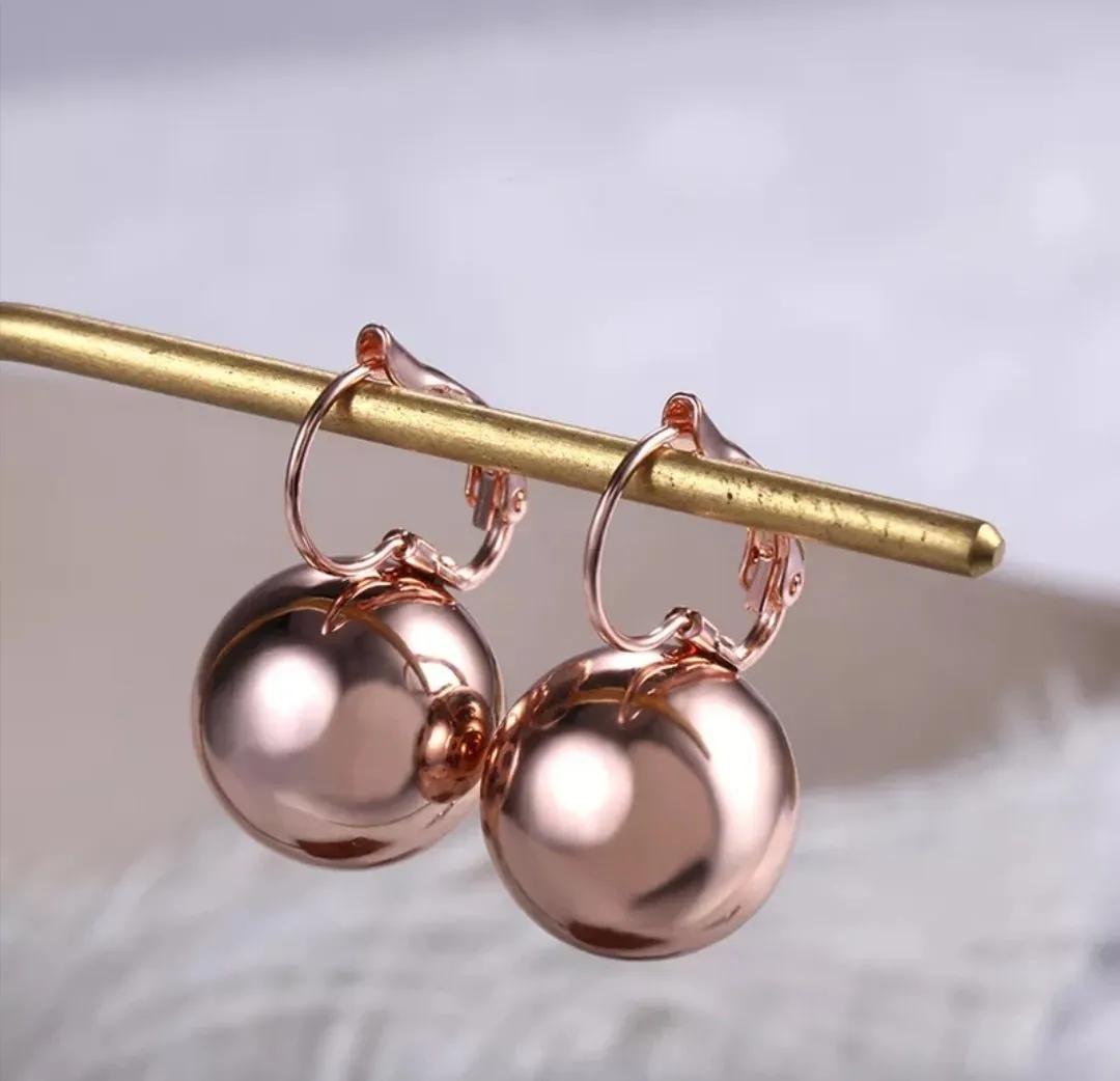 Vintage Big Round Ball Pendant Earrings Women Wedding Jewelry