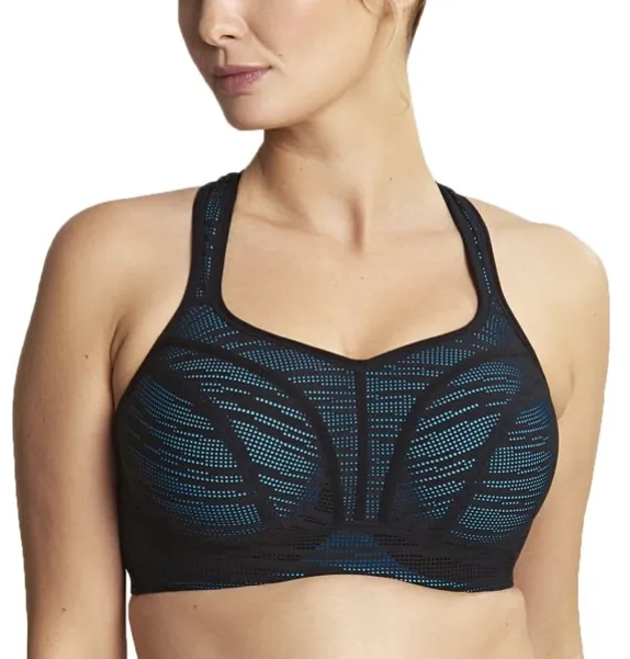 Wired Sports Bra In Black/Aqua - Panache