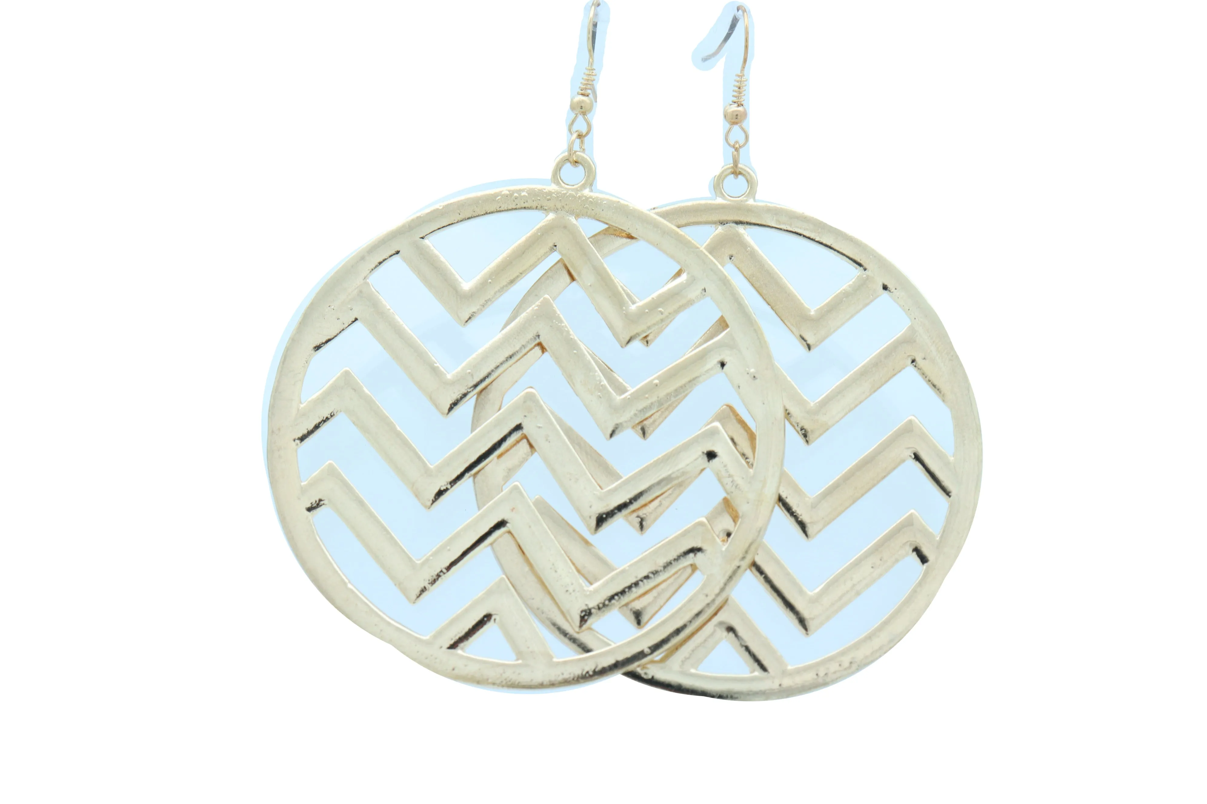 Women Geometric Round Earrings Set Fashion Gold Color Metal Chevron Hoop Jewelry